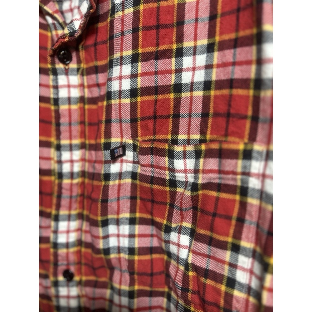 Polo Jeans Co. Men's Flannel Red Black Plaid Button Up Shirt Size L - Picture 2 of 3